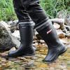 Medium Rain Boots Men's Fashion Wear Waterproof and Non-slip Rain Shoes Fishing Light Water Shoes Velvet Thermal Rubber Shoes Water Boots