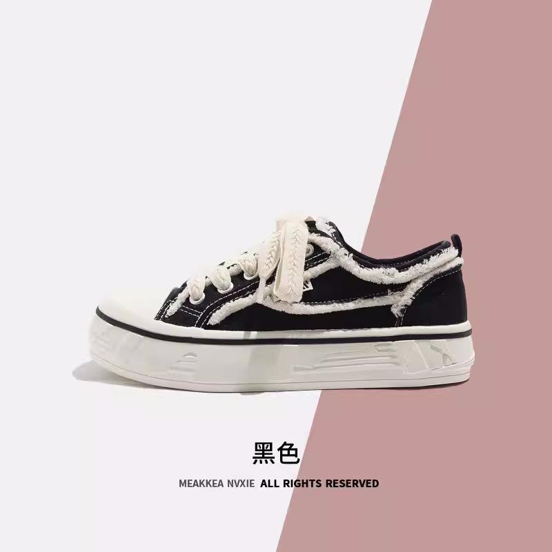 Парусиновые туфли женские туфли на платформе весна дышащая ниша 2025 новая корейская версия универсальные маленькие белые туфли толстая подошва туфли студенты