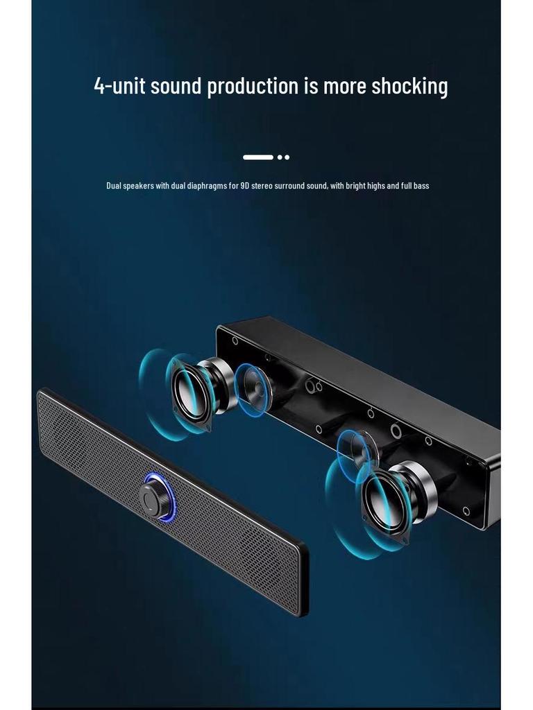 E3511 Long Strip Bluetooth Speaker with USB Wired Option and YSD-1002D Knob for Enhanced Bass