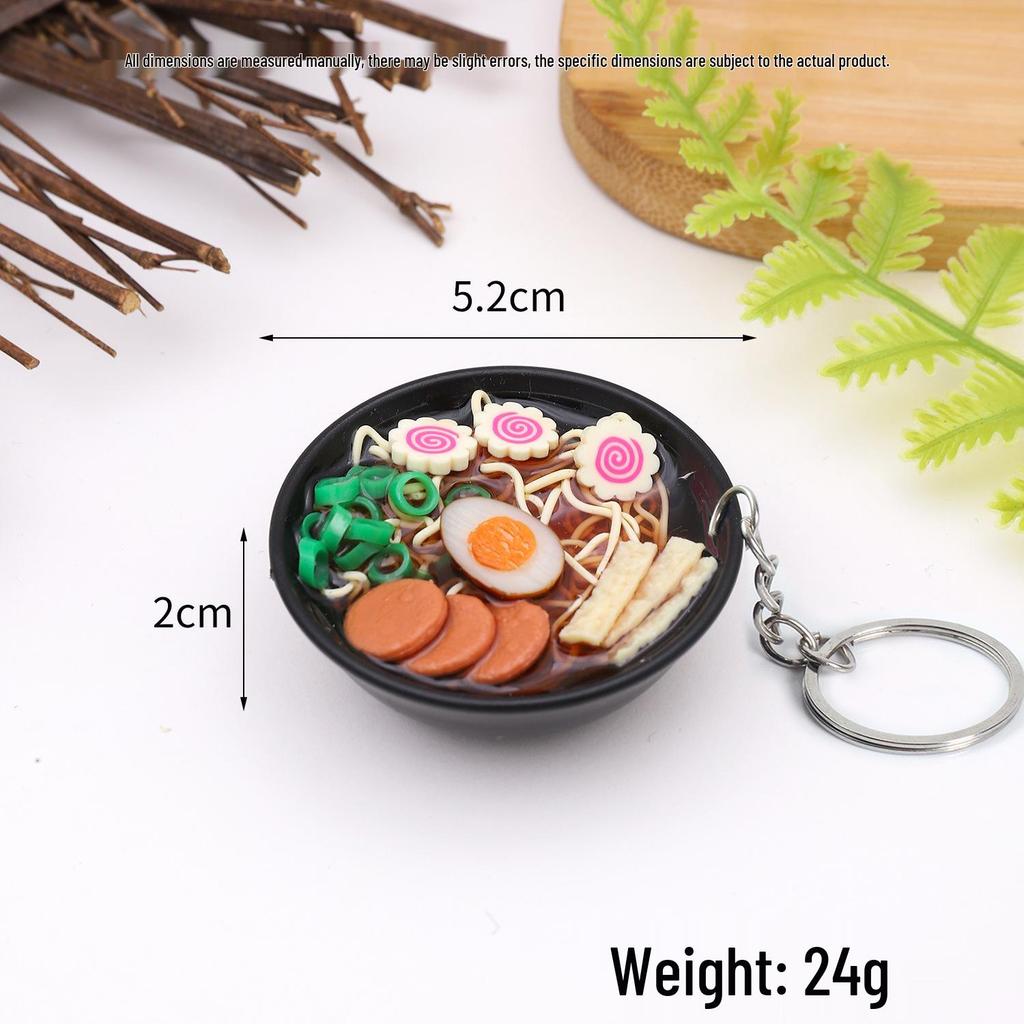 Mini Japanese Ramen Bowl Pendant - Creative Food Model Toy with Seafood Noodles