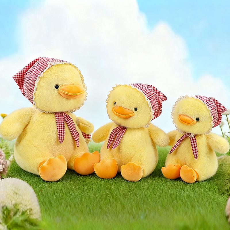 Yellow Duck Plush Toy with Scarf - Cute Little Doll Animal Figure, Perfect Birthday Gift Ornament