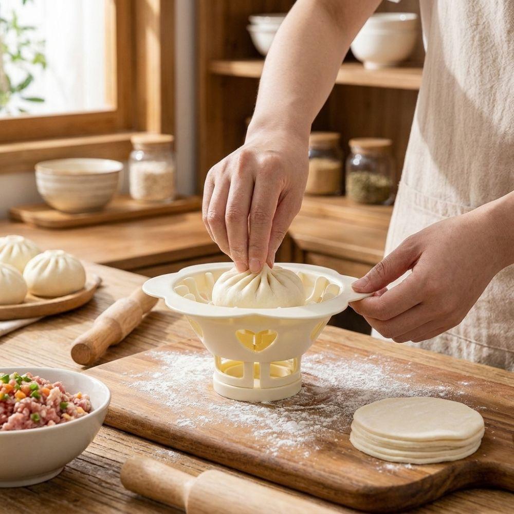 Non-stick Baozi Maker Mold Plastic DIY Pastry Press Flower Dumpling Mold Breakfast Bun Making