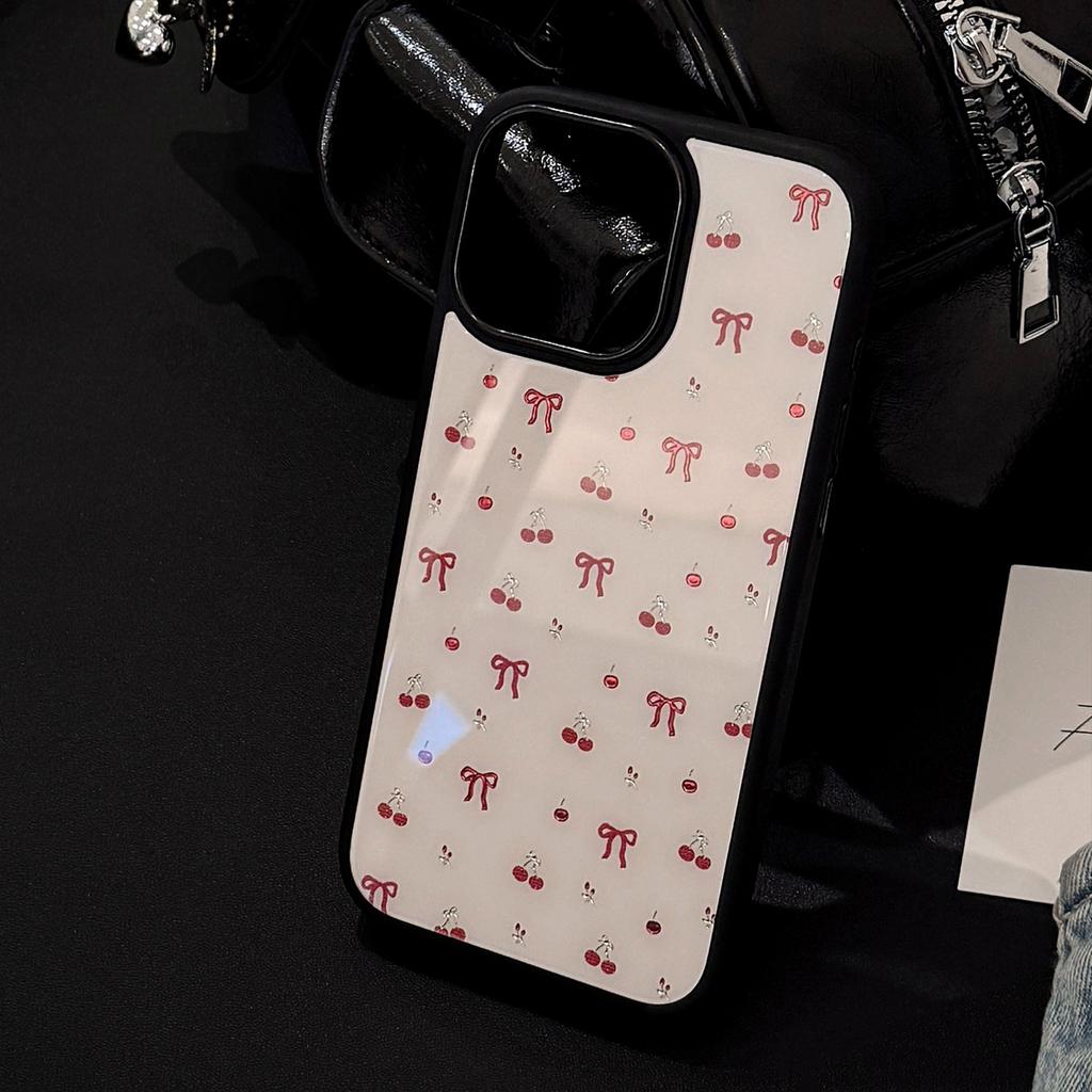 Gilded Ins Cherry for IPhone 16 for Apple 15 Promax Phone Case 13/14 Glass 12 for 17 Premium Hard