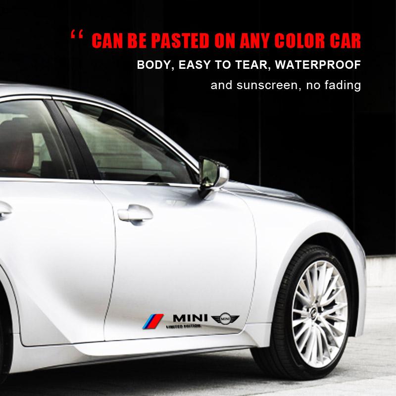 2pcs Car 3D Stickers Auto Side Body Sports Sticker Decals Car Accessories For Mini Cooper One S Clubman R50 R53 R56 R60 F55 F56 R57 R58 R59