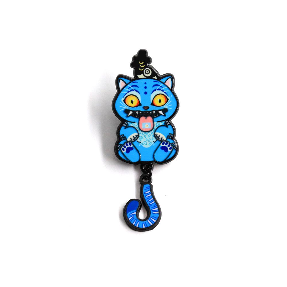 K-POP Blue Tiger Enamel Pin & Cat Tail Brooch Badge