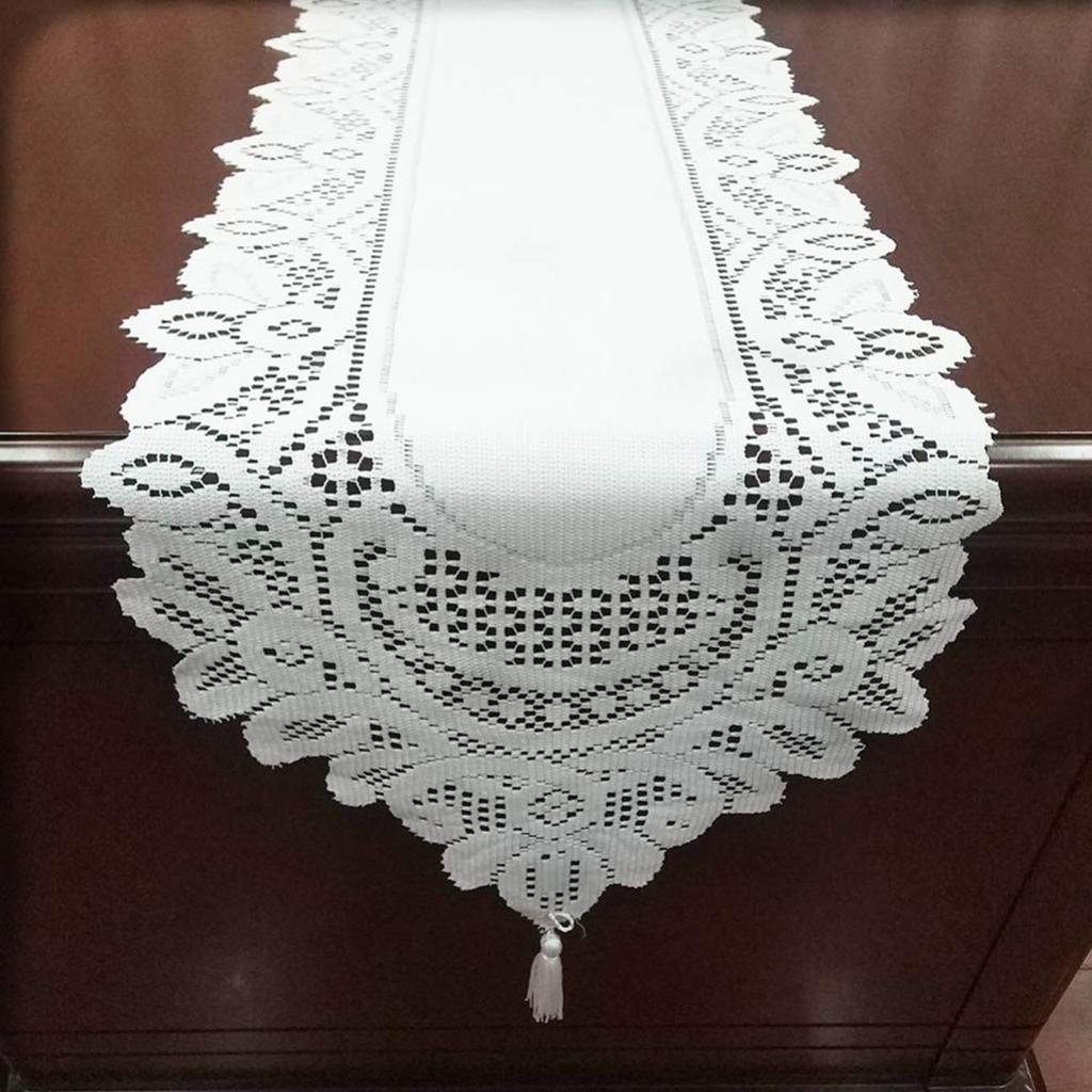Knitted Lace Table Flag White Red Wedding Banquet Party Decoration Rectangular Table Runner Coffee Table Pad