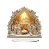 Christmas Nativity Ornament Jesus' Birth Scene Virgin Mary Angel Cartoon Print Christian Tabletop Centerpiece for Home Office Holiday Display