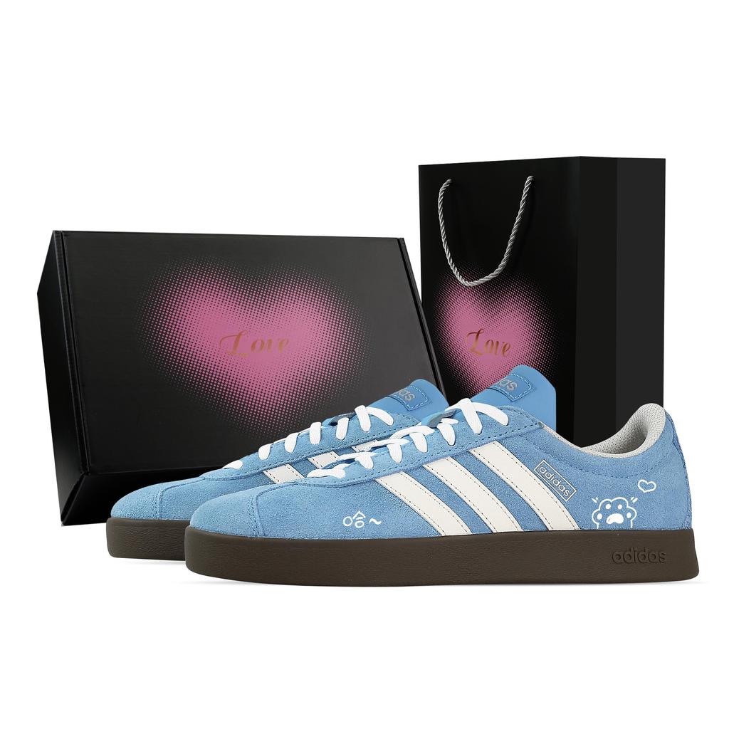 adidas VL COURT 2.0 Сырный Кот, Сердечная Коробка Низкие Кеды Унисекс Сине-Белые JI0496(Команда529--)
