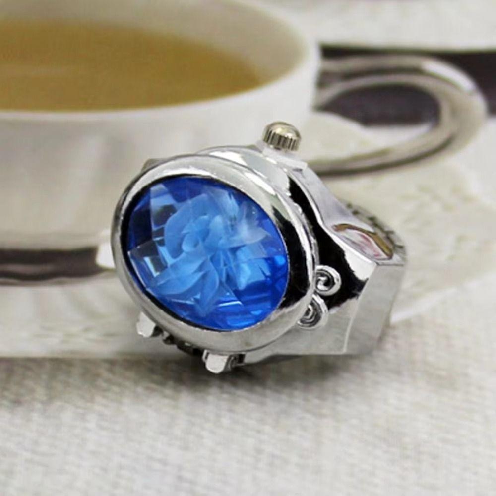 Punk Rings Jewelry Clock Oval Shape Finger Watch Ring Fashion Jewelry Roman Quartz Watch Man