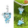 925 Silver Lucky Four-Leaf Clover Bear Cottontail Rabbit Colorful Doll Series Pendant Beads Fit Bracelet Jewelry Gift