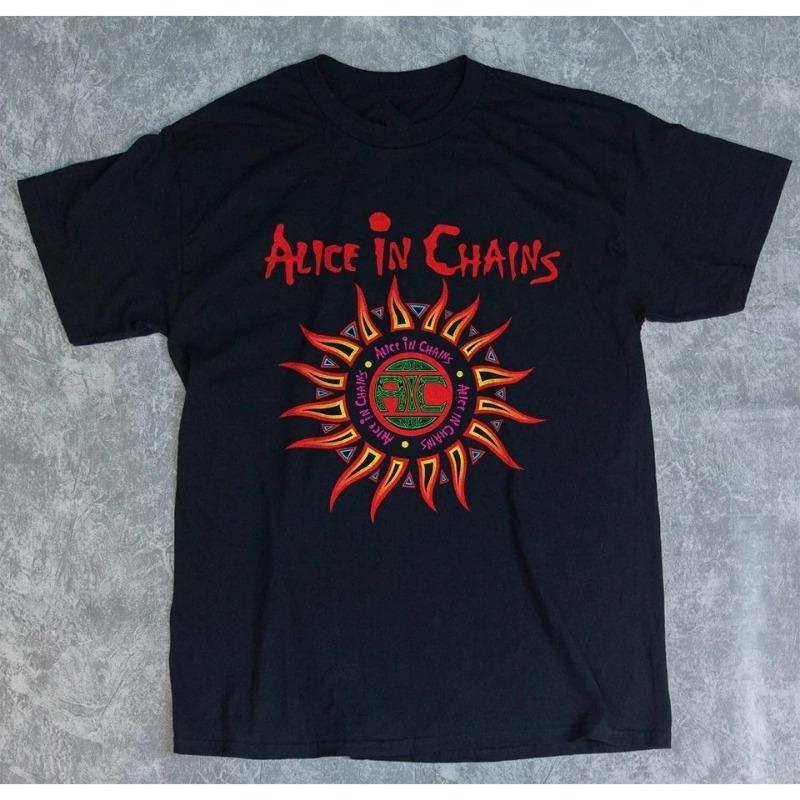 Vintage Alice In Chains Print Short Sleeves T-shirt Grunge Rock Band Graphic Men Women 90s Alternative Music Merch Gift For Fan