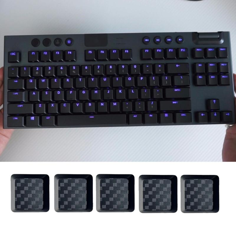DIY Customs Keyboard Keys 5Pcs Keycap Carbon Fiber Texture Nonslip Cover for G915/G813/G815/G913 TKL