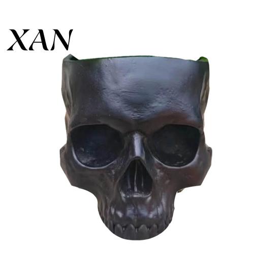 Retro Distressed Skull Decor Planter, Resin Head Flower Pot, Halloween Candy Bowl, Spooky Gothic Home Decoration for Tabletop Bar Office Desk