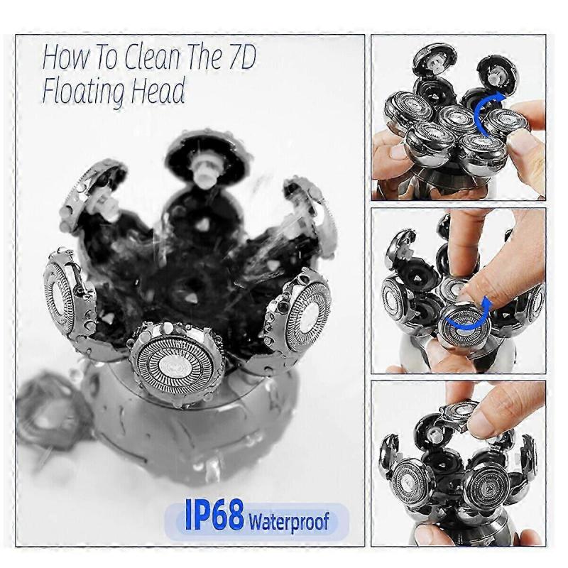 7D Electric Shaver 7 Head Razor Bald Beard Hair Skull Trimmer Beard Remover Men Waterproof Hair Clipper