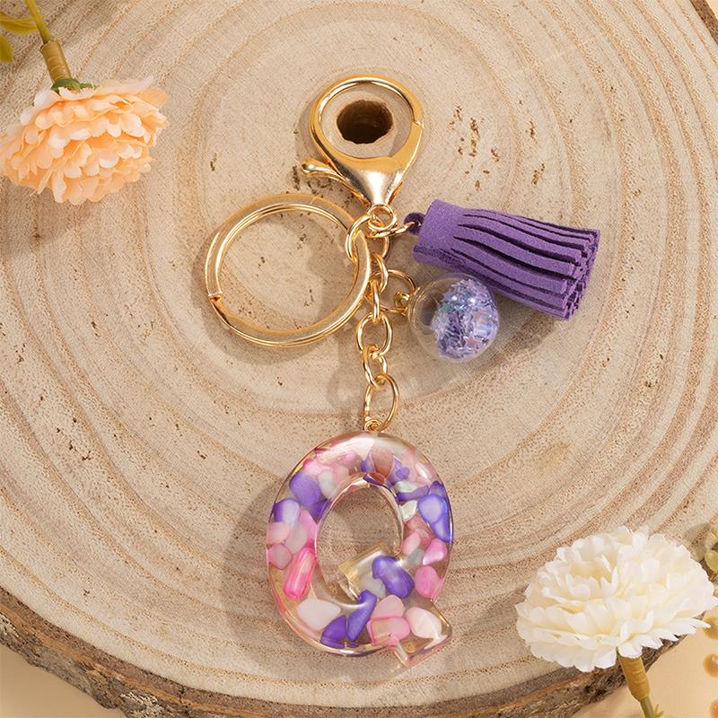 1 шт., держатель для ключей, подарок ручной работы, сумка с алфавитом AZ, кулон, брелок с кисточками и блестками, аксессуары для ключей