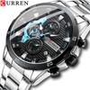 Stainless Steel Watches for Mens Military Fashion Luminous Dial with Chronograph Clock Male Casual Wristwatches
