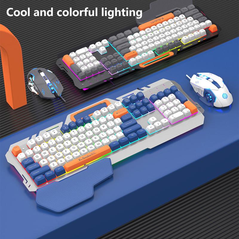 Игровая 108-клавишная проводная клавиатура и мышь, костюм с RGB-лампой для атмосферы, настольный компьютер, ноутбук, компьютер для киберспорта, игровой механический