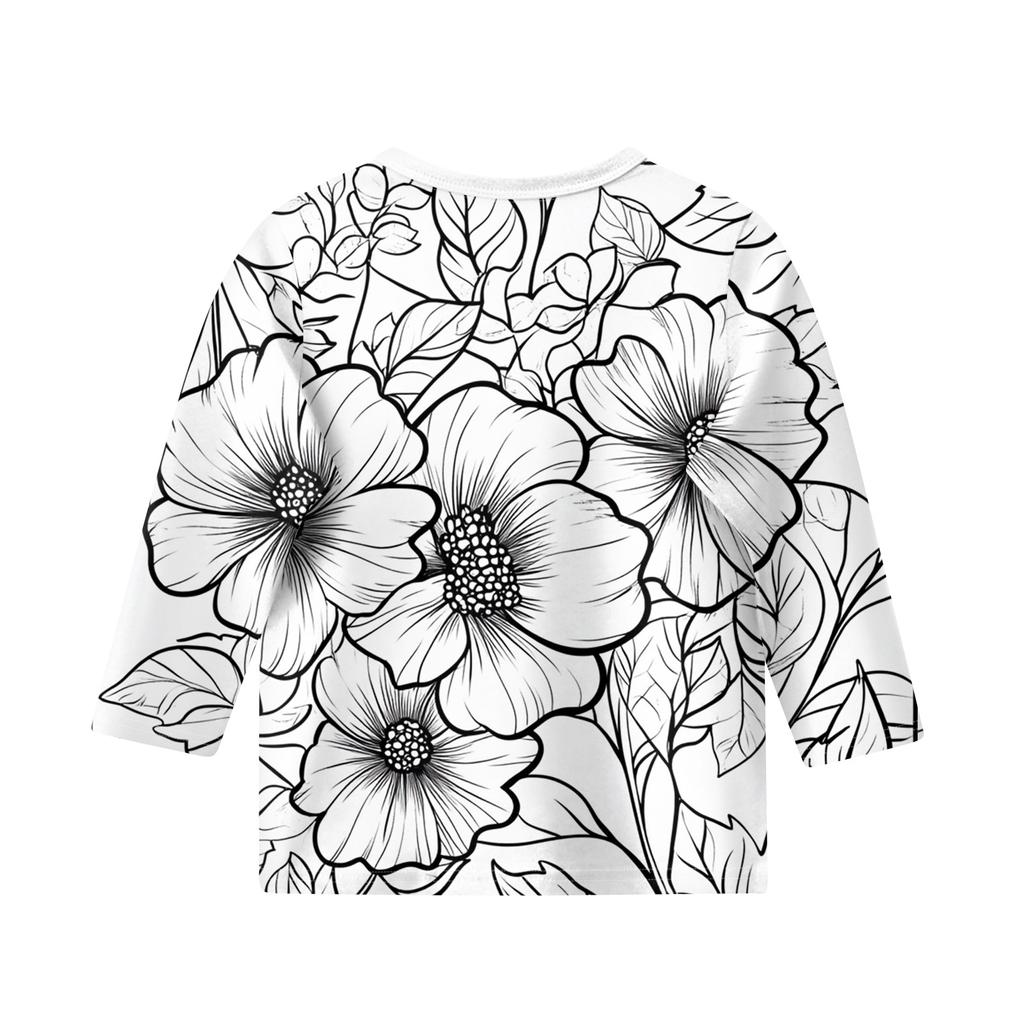 Детские топы с рукавами 3/4, футболка с принтом, круглый вырез, пуловер, блузка, детские раскрашенные вручную цветные топы