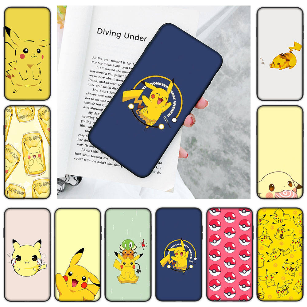JP34 Pikachu Black Soft Case for Xiaomi Poco X6 X4 M5 M6 F5 F6 C65 C55 C50 C51 C40 Pro Redmi 14C A3X 13C 12C 11T 10A 9C Note 7 6 8A Plus