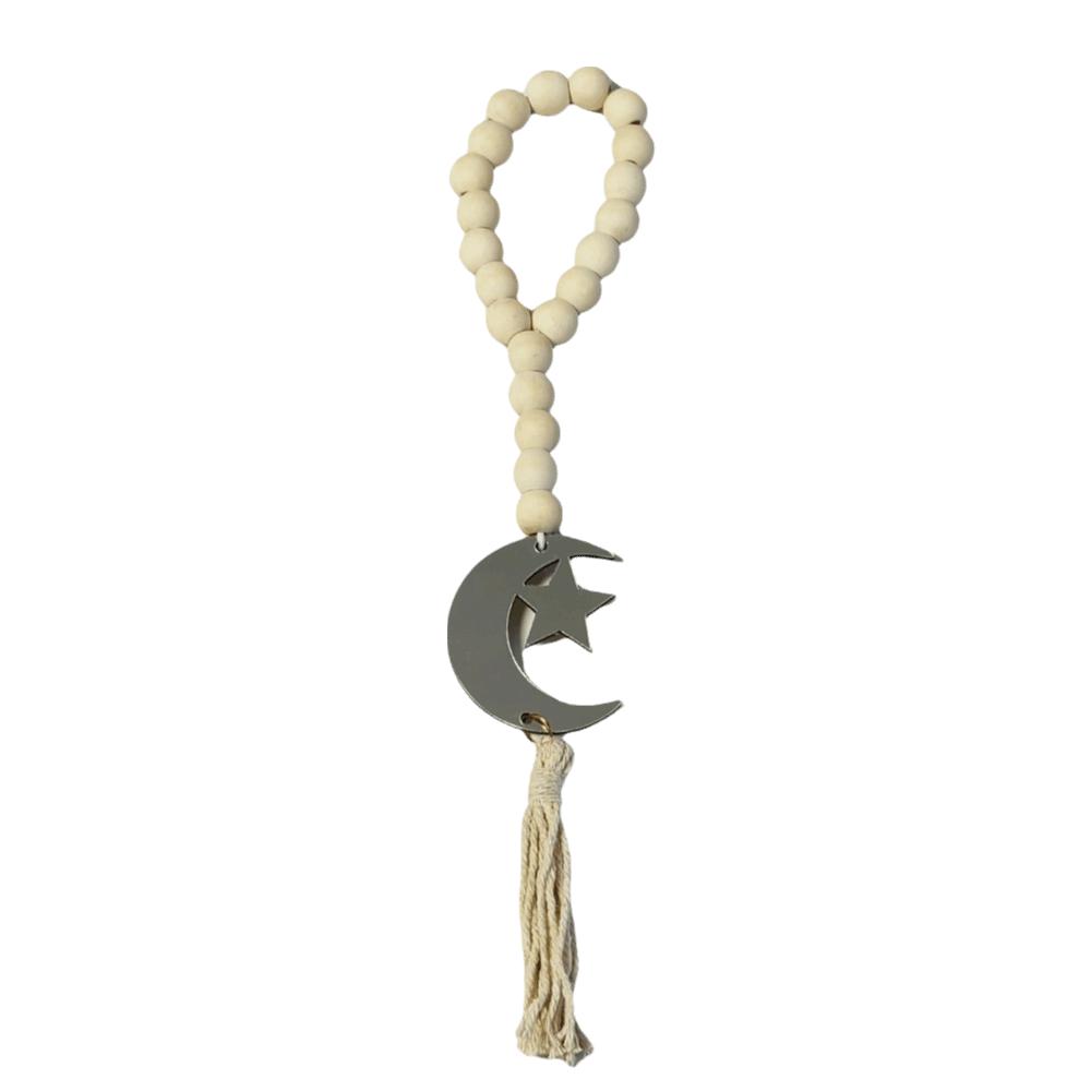 Handmade Wooden Beads Pendant Rustic Style Islamic Hanging Ornament Home Decoration