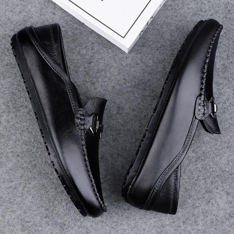 Мужские туфли на плоской подошве из натуральной кожи, модные дышащие мужские мокасины, летние туфли без застежек, новые мужские туфли для вождения, удобные мужские мокасины