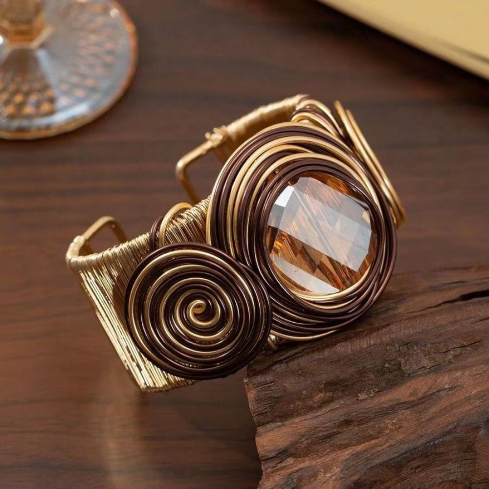 Opening Design Metal Bracelet Handmade Hand Ornament Wire Winding Cuff Bracelet Jewelry Gifts