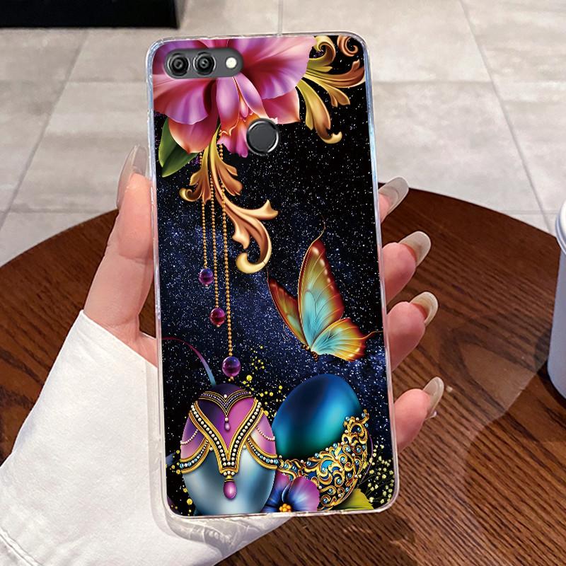 Гелевый чехол для Huawei Y9 2018 / Enjoy 8 Plus Fundas Capa Прозрачный силиконовый мягкий ТПУ задняя крышка Милый Кот Кролик Защитный чехол