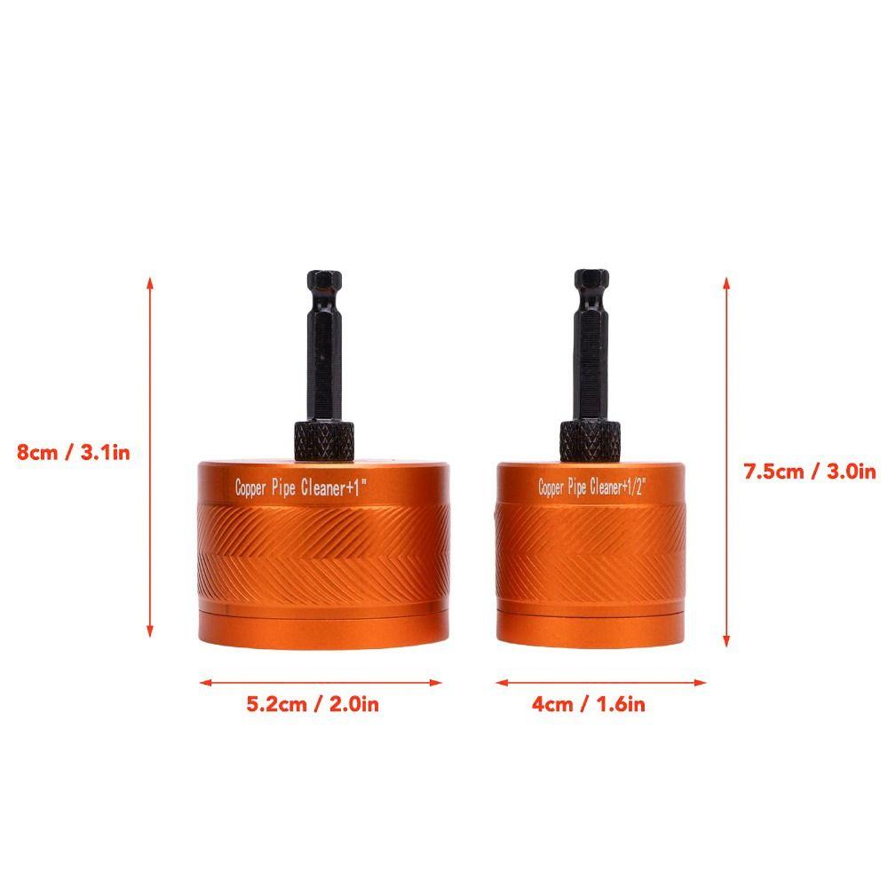 2pcs Aluminum Alloy Metal Pipe Cleaner Orange Copper Pipe Cleaning Tool Plumbing