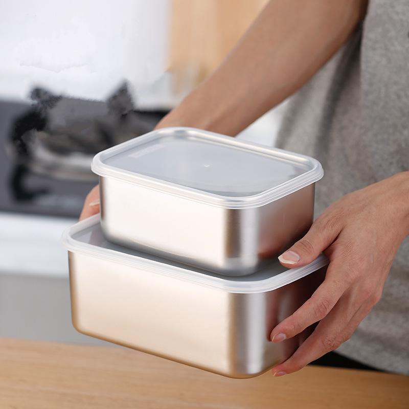 Ящик для хранения в холодильнике из нержавеющей стали, органайзер для свежести, пищевой контейнер с видимой крышкой, кухонные принадлежности для фруктов и овощей