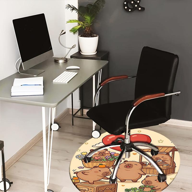 1PC Capibala Market Non-Slip Floor Round carpet, Office, family, bedroom, Large Area Rug Indoor Rugs, Durable PolyesterH0336