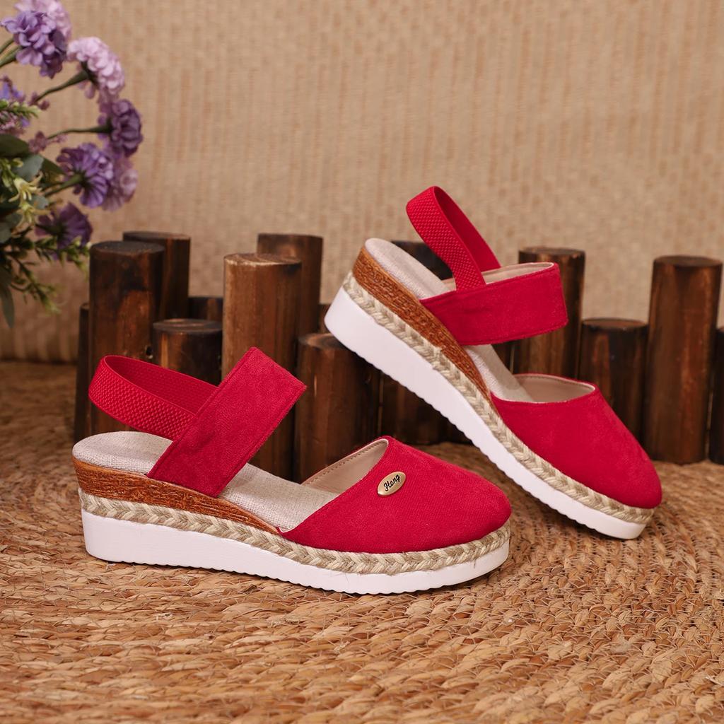 Women's Shoes 2024 Brand Closed Toe Women's Sandals Hot Sale Casual Sandals Women Round Toe Slip On Wedges Platform Shoes Ladies