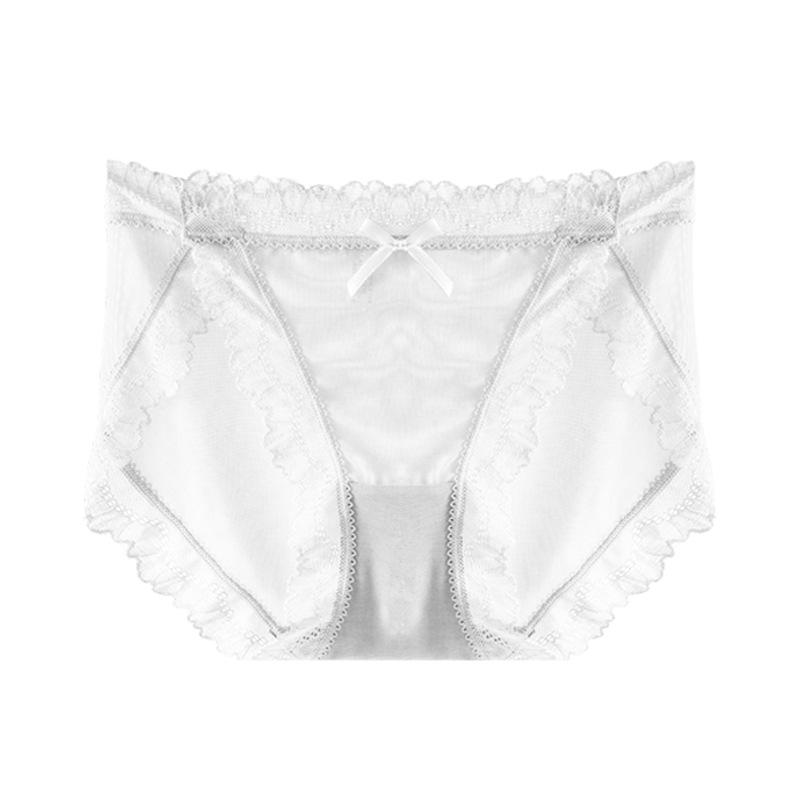 French Women Lace Panties Sexy Underwear with Low Waist Hip Lifting Mesh Transparent Hollow Out Comfortable Breathable Girl's Underwear