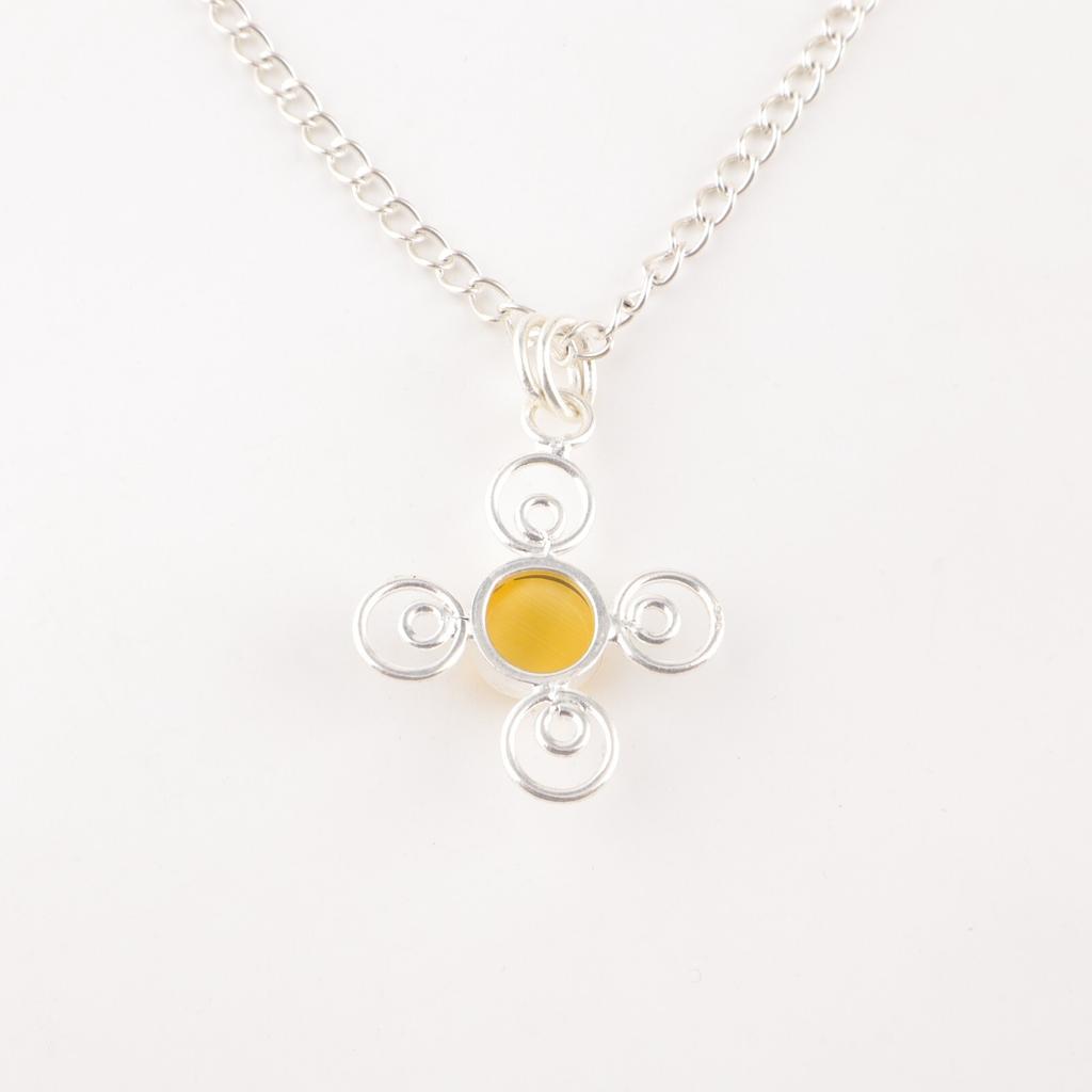 Yellow Cat's Eye Gemstone 925 Sterling Silver Jewelry Handmade Pendant For Girls PP-41-48