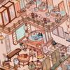 Мультяшная Капибара Пейзажная Наклейка Kawaii 3D Миниатюрная Сцена DIY Сцена Домика Визуальное Наслаивание Наклеивание Наклейка Подарок для