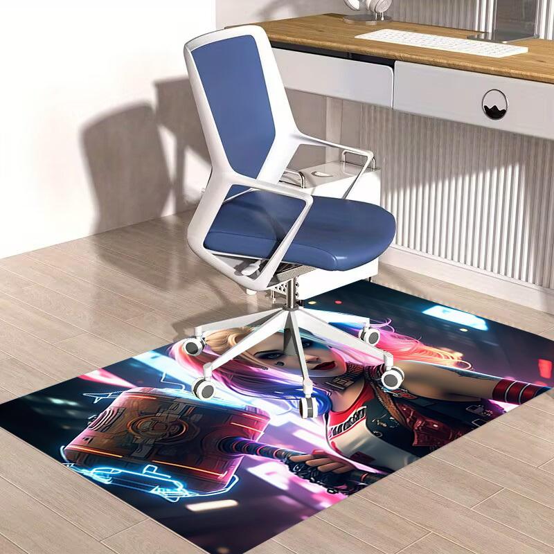 1pc Office Carpet Chair Mats Cyberpunk Neon Warrior Perfect for Office Chairs, Living Rooms, Or Bedrooms,Polyester Carpet.HDT081