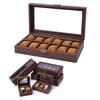 2/3/6/10/12 Grid Watch Box Wood Watch Cases Display Holder Wristwatch Organizer Jewelry Gift Box with Clear Lid & Pillow