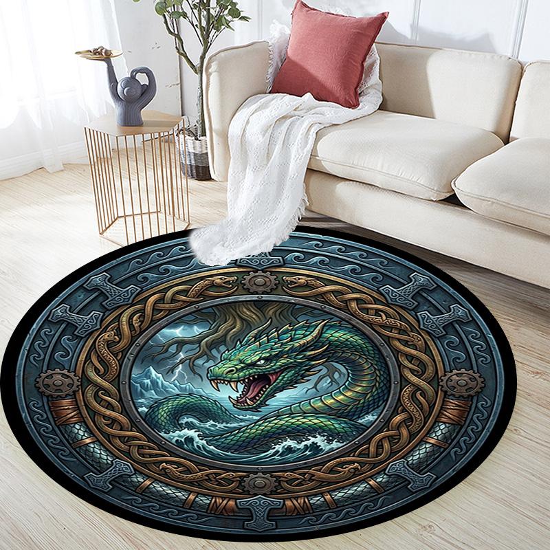 Dragon Mythology Round Area Rug Under Office Chairs Bedroom Living Room Home Decor