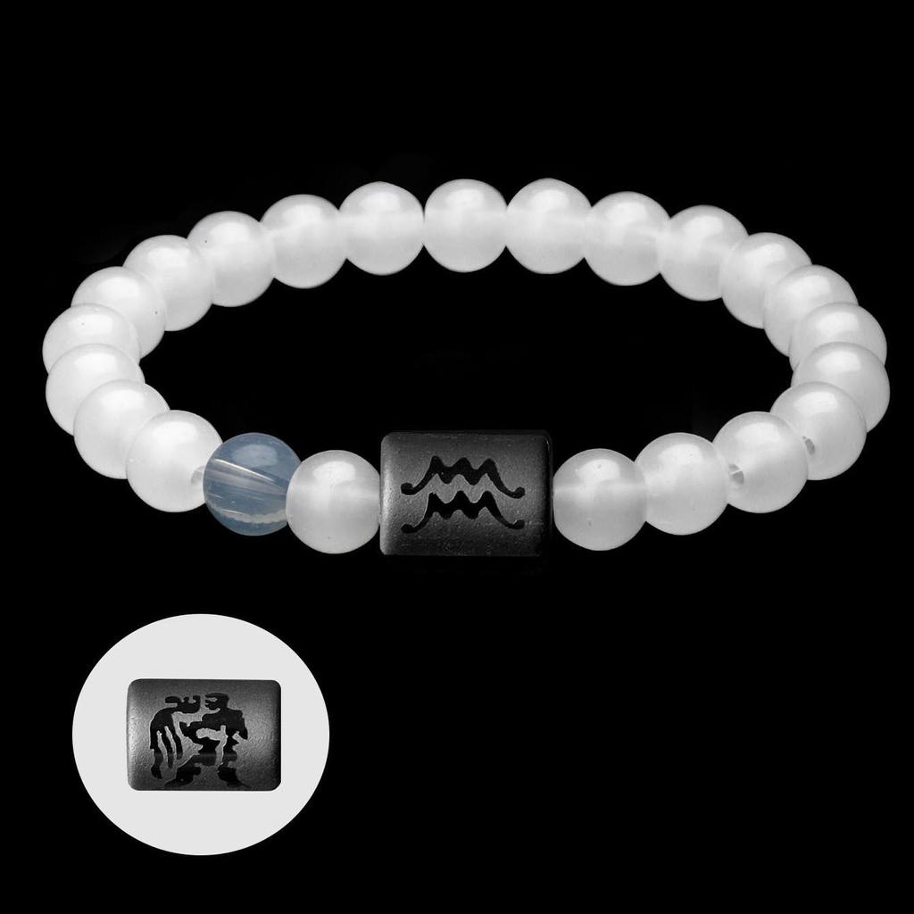 12 Constellation Natural Stone Beads Bracelets For Men Women Zodiac Signs Bracelet Aries Taurus Virgo