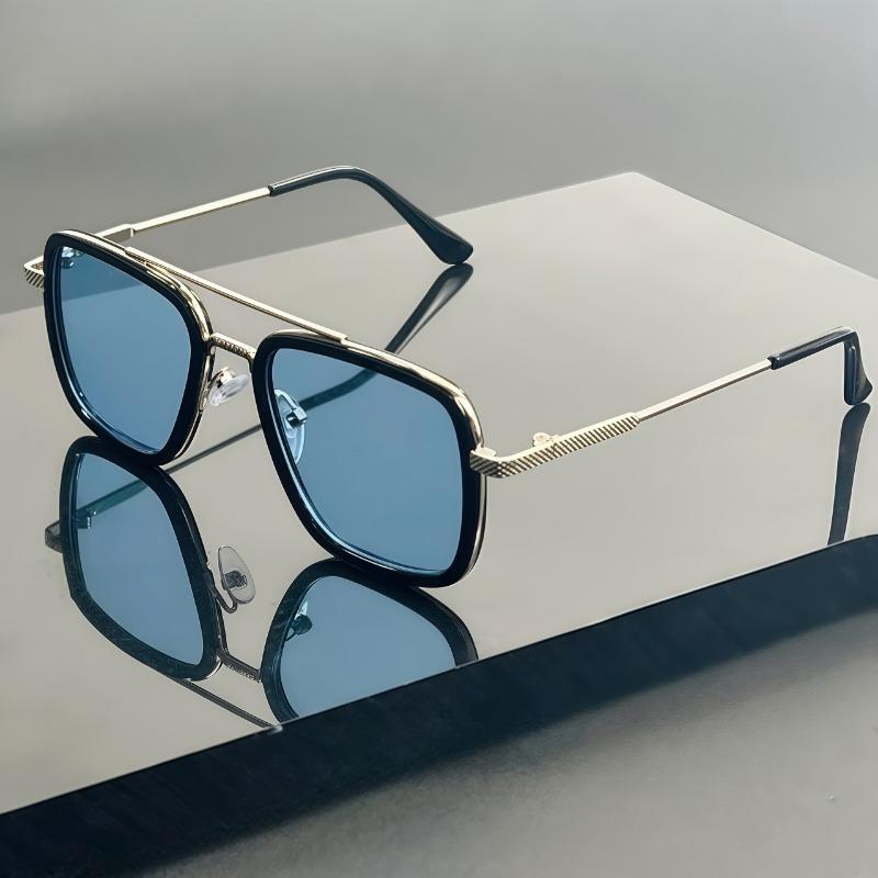 2/1 Пара мужских очков в классическом стиле с металлической оправой, дизайн с двойной переносицей - Подходят для ежедневных поездок на работу