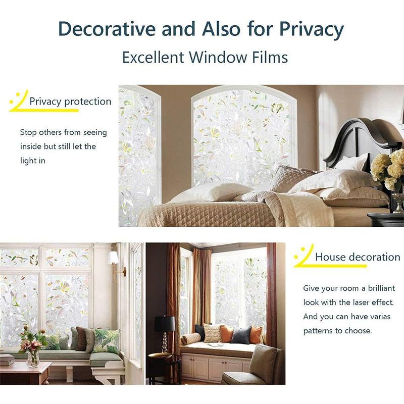 Декоративная оконная пленка Tulip, бесклеевая пленка для приватности, электростатическая адсорбция, терморегуляция, анти-УФ-декорирование окон