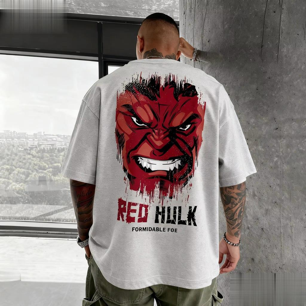 Marvel Red Hulk Graphic T Shirt Men Women Cotton Short Sleeve Tee Superhero Comic Print Streetwear Casual Tops Summer Fashion