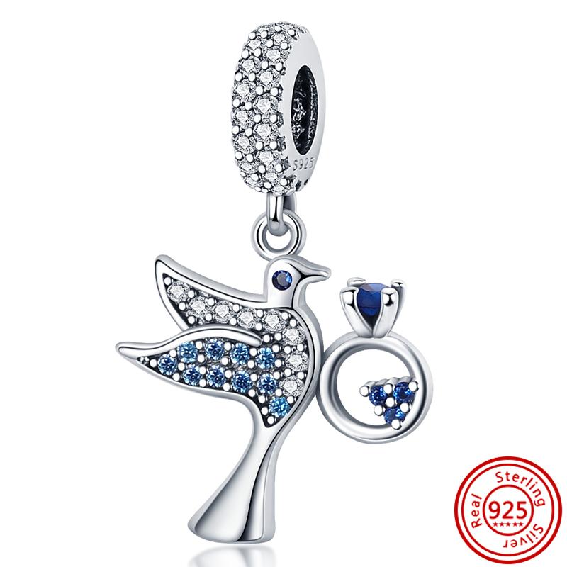 925 Стерлинговая медь Мультяшная птица Попугай Сова Ласточка Перья Милая подвеска Бусины для DIY Подходят для оригинального браслета-шарма Pantaro Циркон