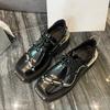 New Retro Women 'S Thick -Soled Derby Shoes Lace -Up Metal Chunky Heel Leather Dress Shoes Loafers British Square -Toe Shoes