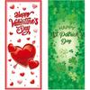 TaoBary 2 Pcs Valentine's Day and St. Patricks Day Door Covers Polyester Red Heart Happy Valentines Door Banner Green Shamrock Front Porch Decor for
