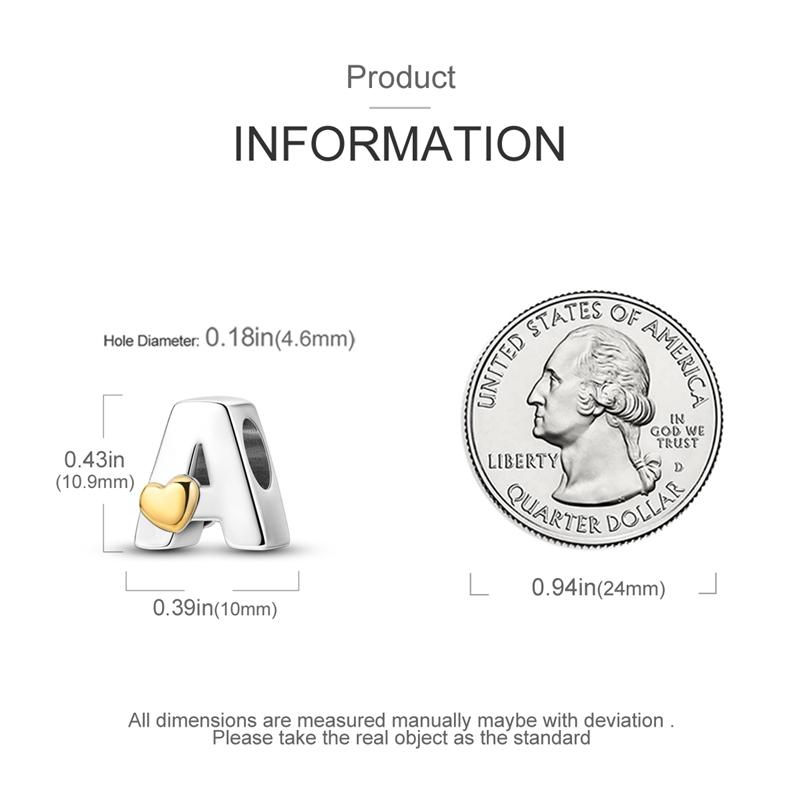 Шармы Оригинальные Сердце Серия Английский Алфавит Бусина Подходит для Браслетов Ожерелье Женский Шарм Медь Роскошь Сделай Сам Ювелирные Изделия Подарки