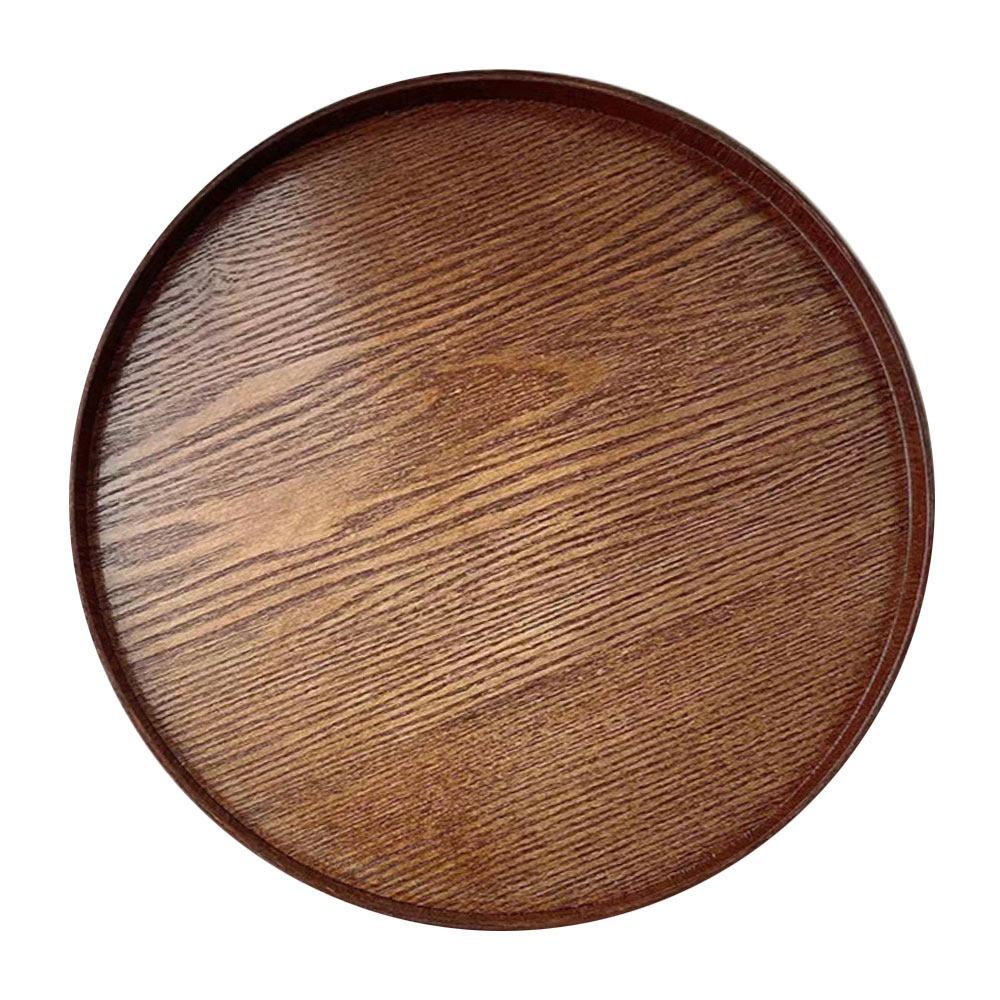 Round Serving Tray 21/24/27/30/33cm Decorative Tray Vintage Wood Platte  Breakfast Dinner
