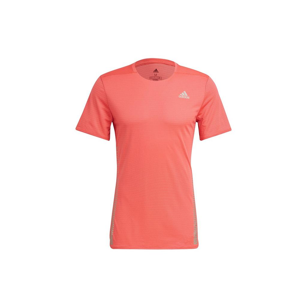 adidas Мужские футболки для бега Ярко-розовые Красные Флуоресцентные С круглым вырезом Средняя прямая посадка H32560