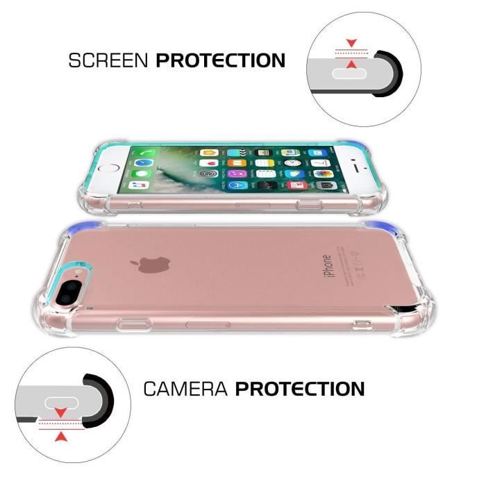 [Compatible Apple iPhone 8 PLUS] Coque Antichoc Silicone Transparent [Phonillico®]