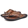 Большие размеры, Новое поступление, летние мужские шлепанцы, Нескользящие кожаные тапочки ручной работы