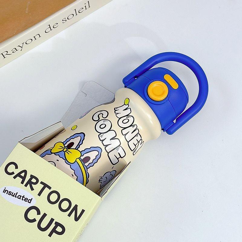 Strawberry Pudding Cartoon 600ml Insulated Travel Mug With Leakproof Lid For Kids And Students